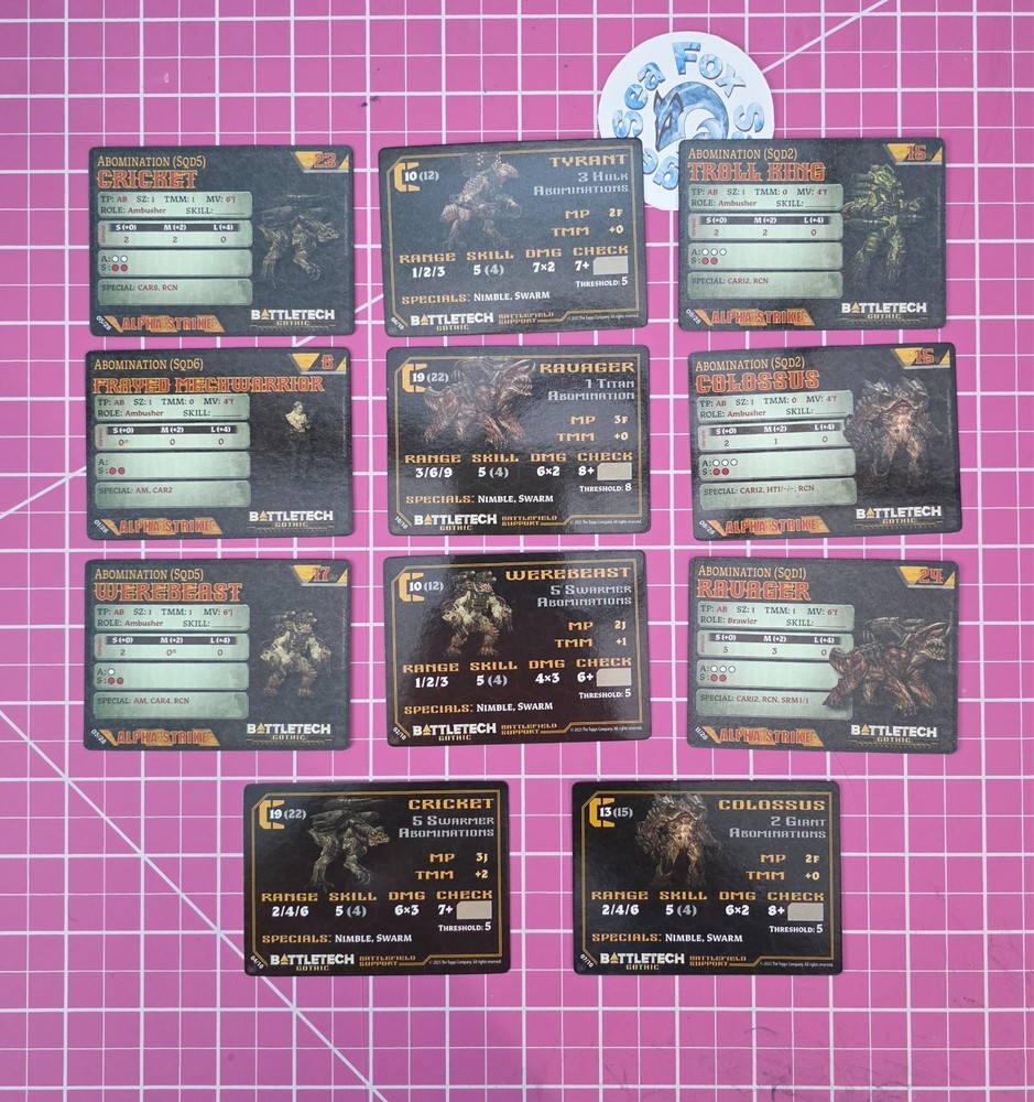 BattleTech GOTHIC - Alpha Strike / Classic BT Abomination Cards! -New!