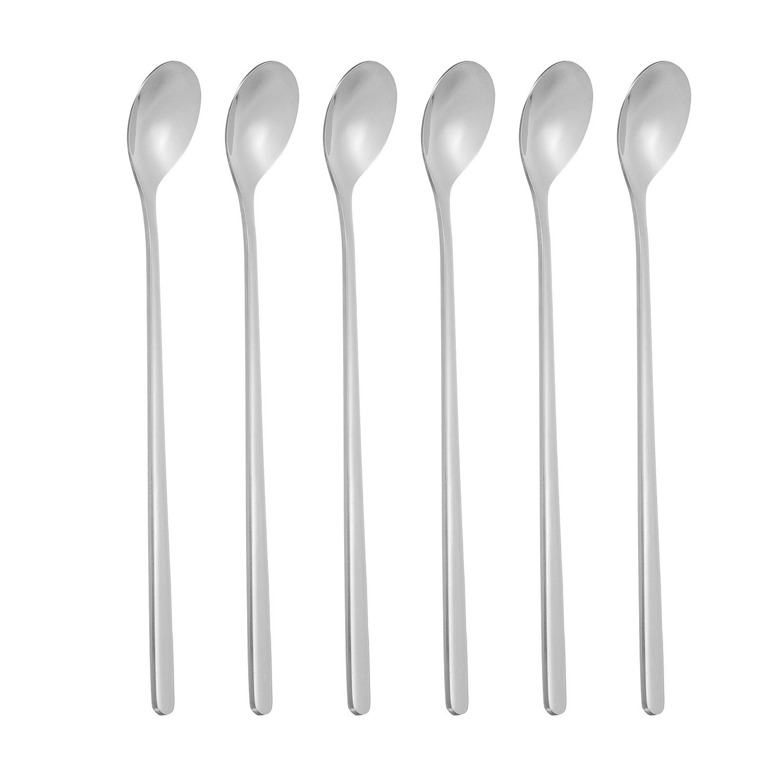 Long Handle Iced Tea Spoon, 6 Pcs 7" Stainless Steel Long Spoons, Silver Tone