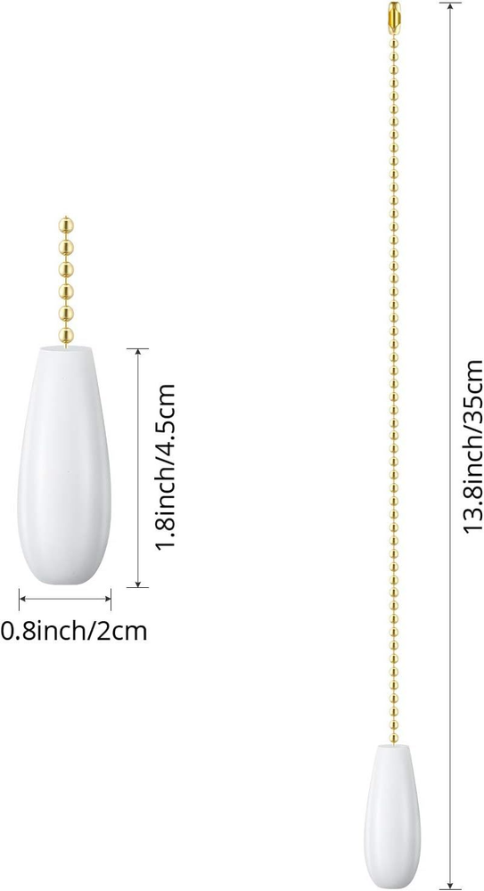 Boao 4 Pieces Ceiling Fan Chain Pulls Extender Wooden Pull White Color