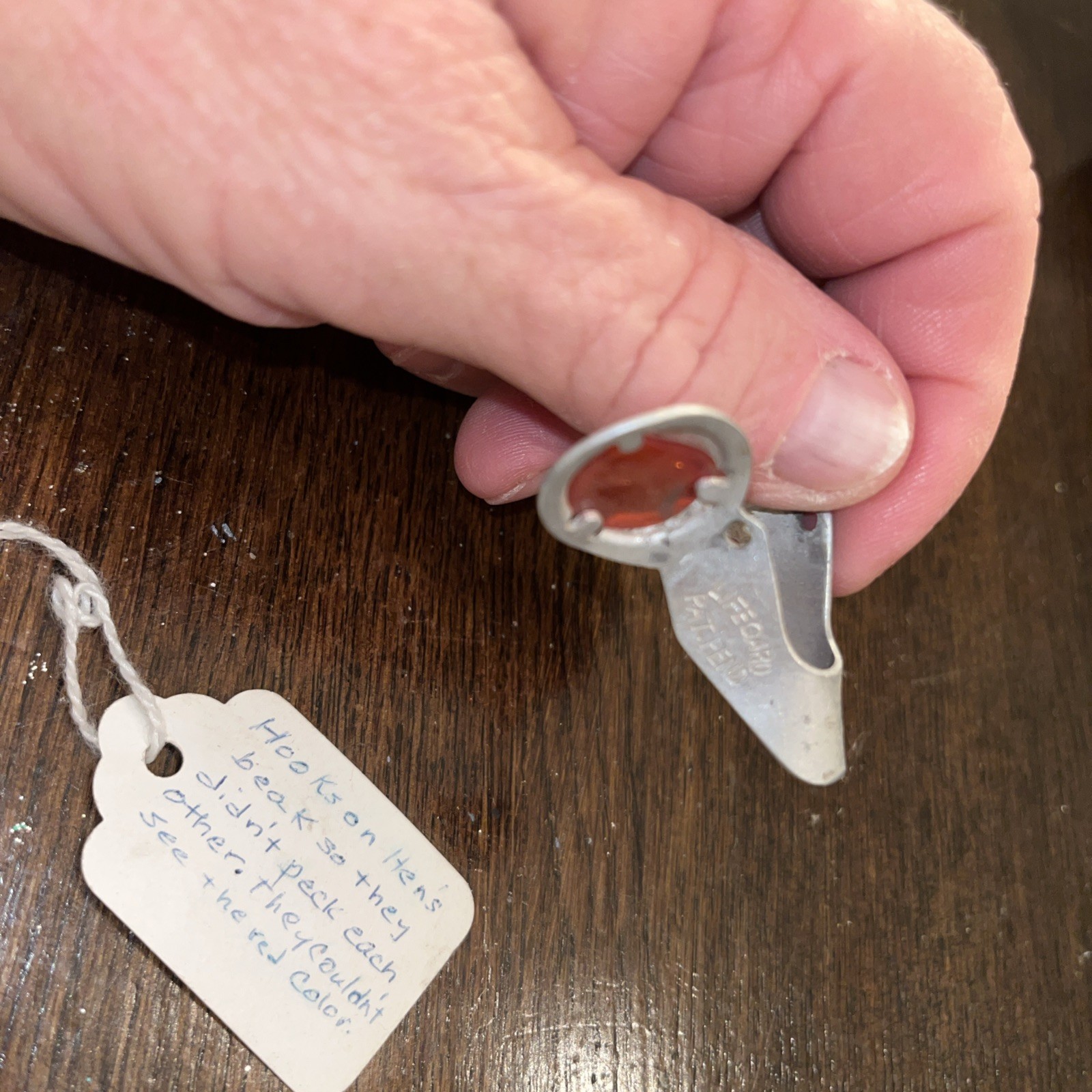 Vtg. Pair of Red Chicken Glasses Anti Pix with hand written instructions