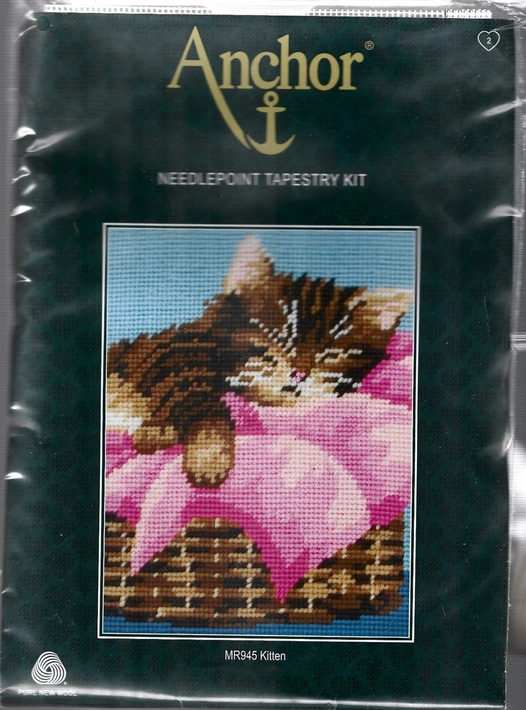 Anchor Needlepoint Kit - Kitten - NIP vintage Wool