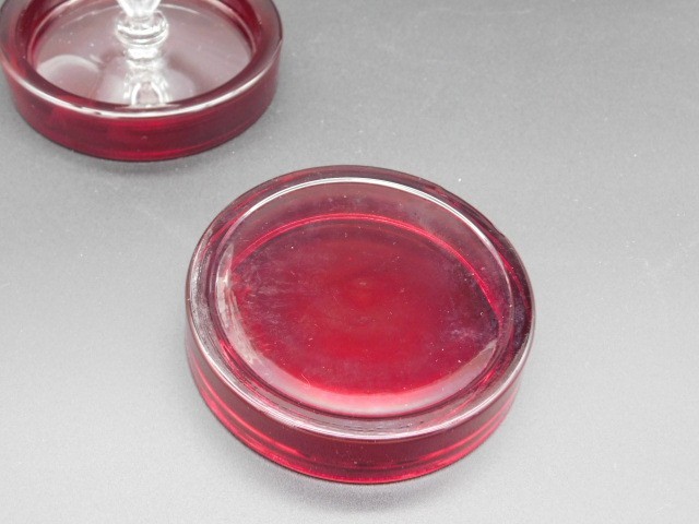 2 Vintage Ruby Red Glass Coasters