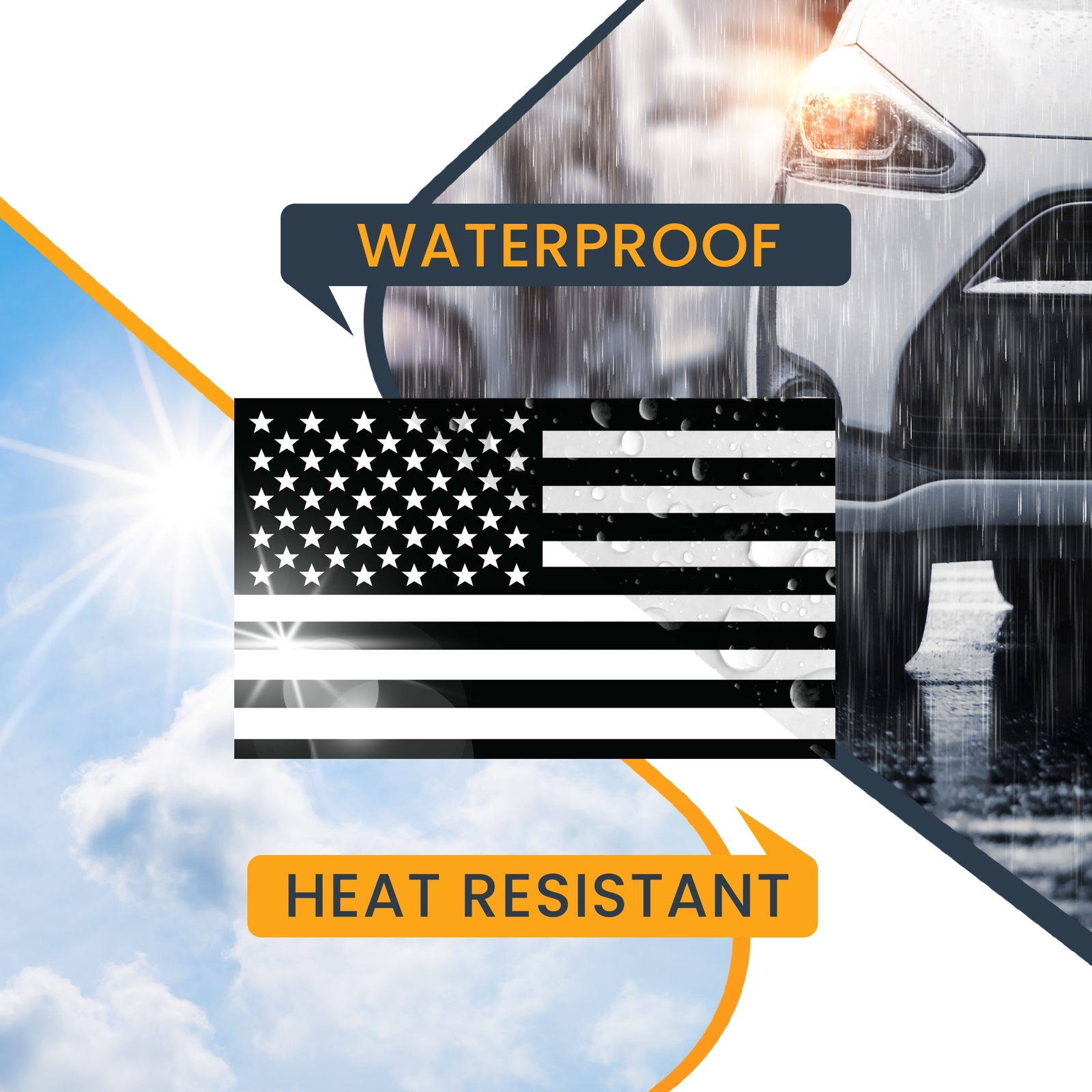 Black and White American Flag Magnet Decal, 3x5 Inches Automotive Magnet for Car