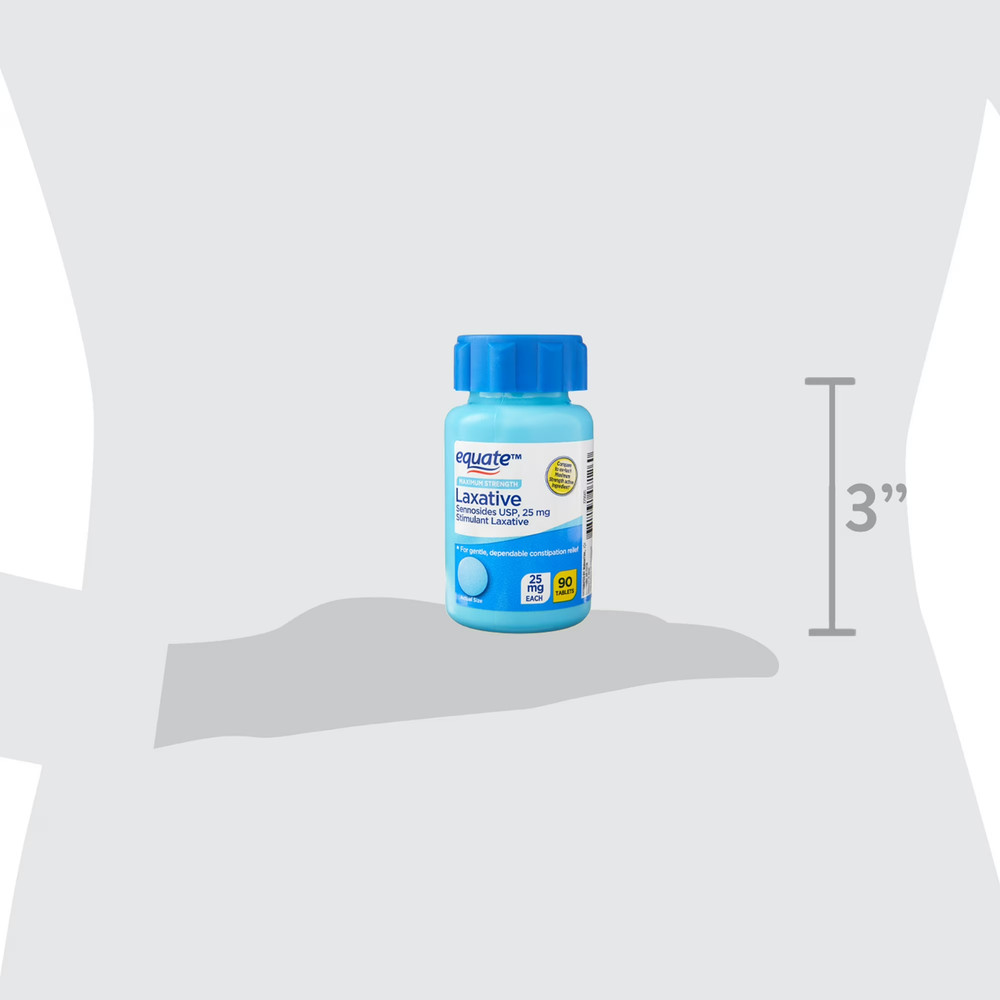 Equate Maximum Strength Sennosides USP Laxative Tablets 25 mg 90 Count, 2 Pack
