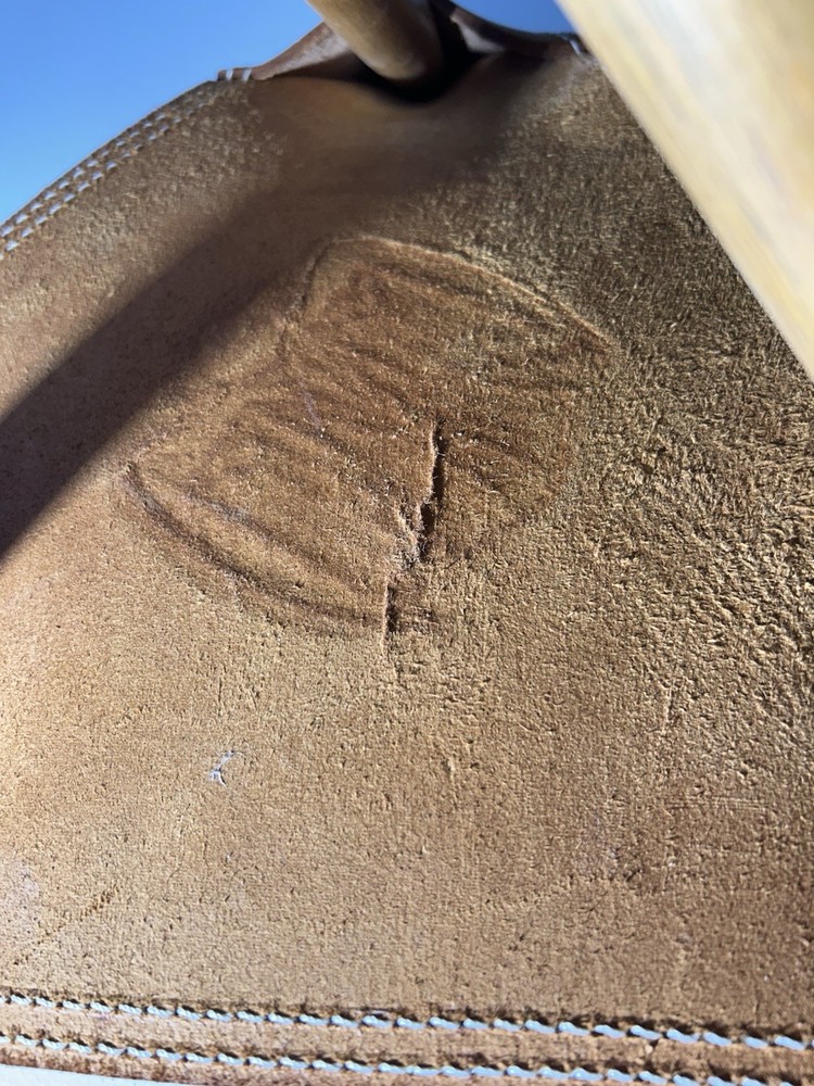 Vintage Fred Harvey Leather Tripod Stool