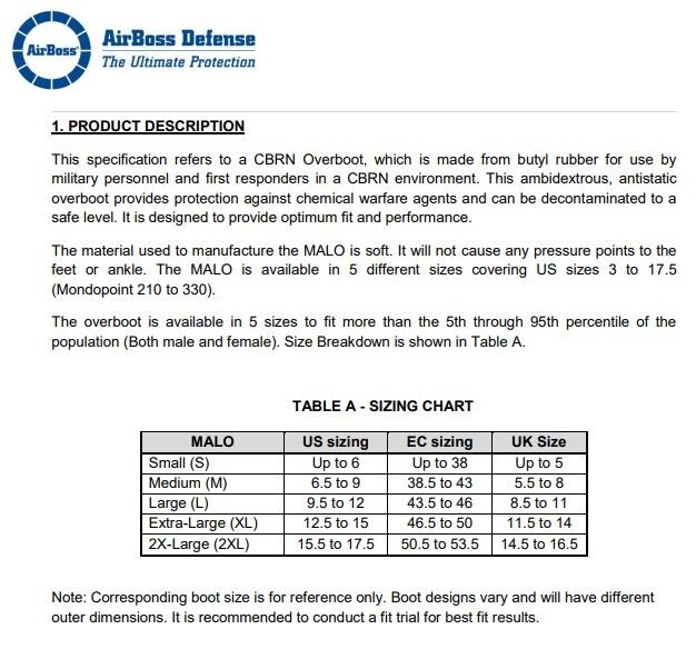 USGI Medium CBRN Overboots Lightweight AirBoss