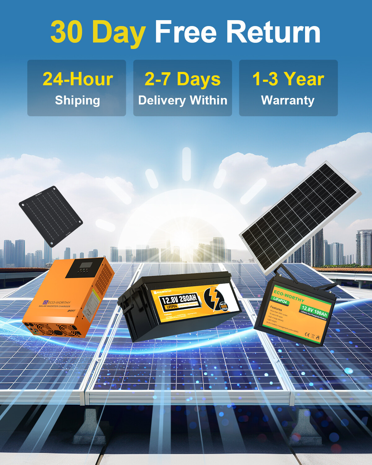 ECO-WORTHY 2Pack 14kWh 48V 280AH LiFePO4 Battery Vertical Standing Solar Backup