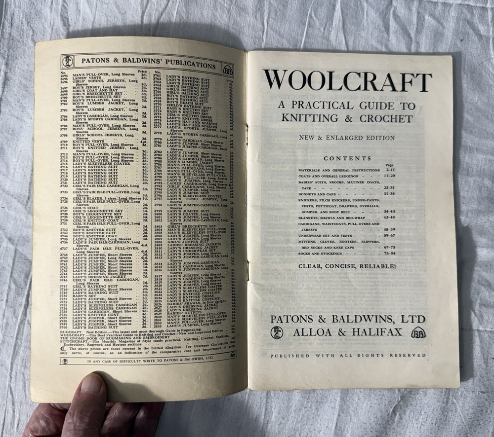 Woolcraft, A Practical Guide To Knitting & Crochet, Circa 1930