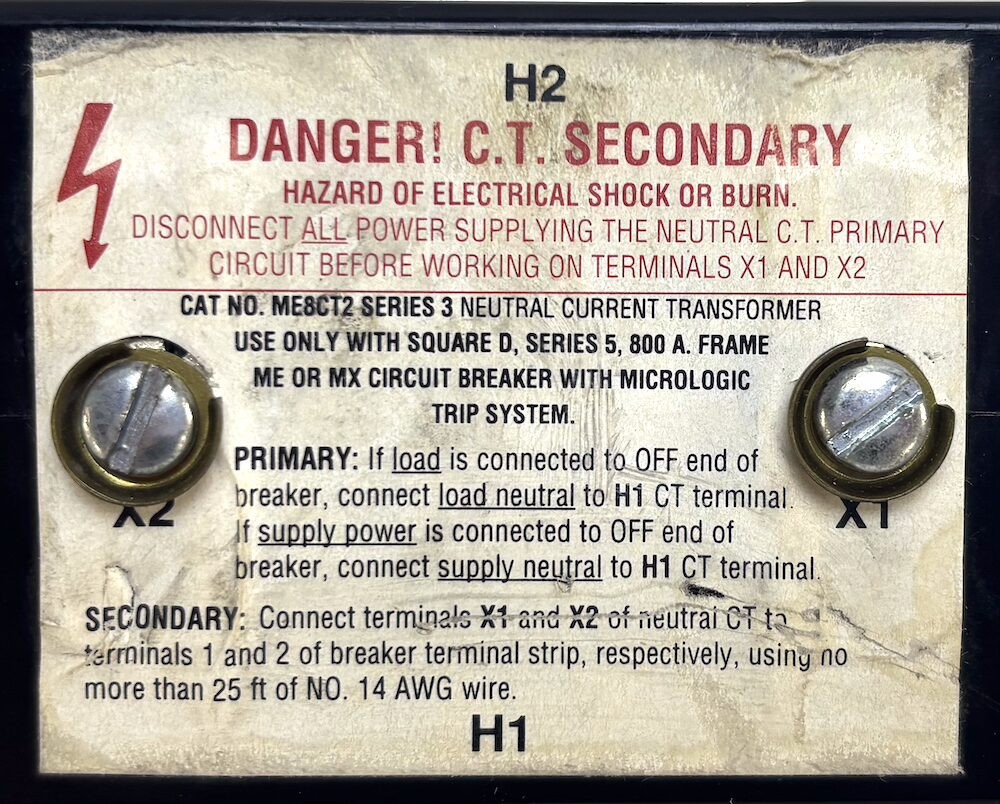 Square D ME8CT2 800A Series 3 Neutral Current Transformer