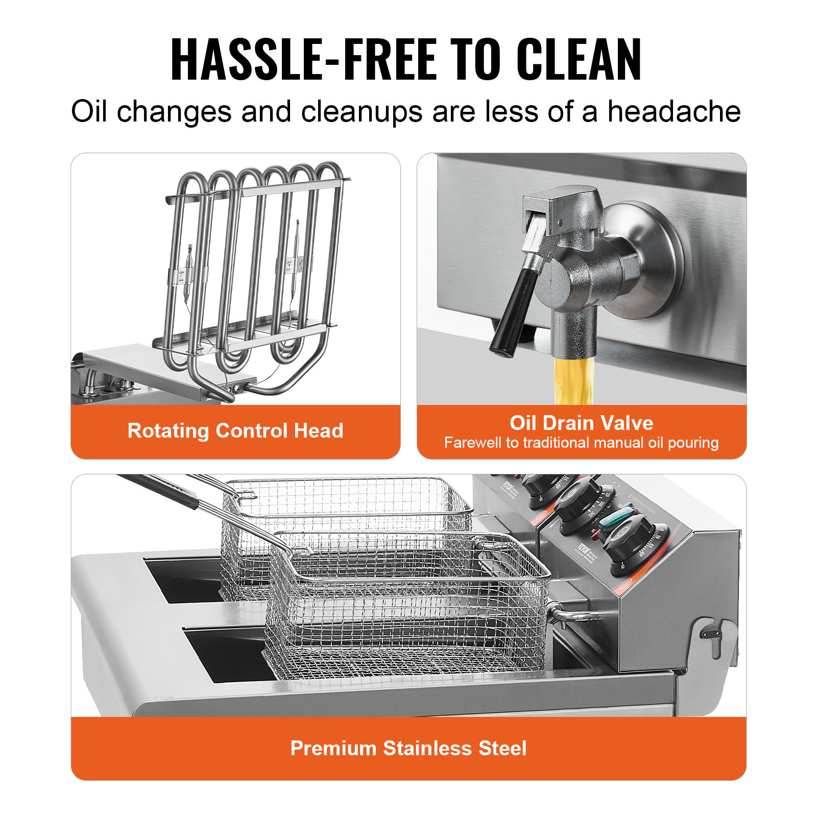 VEVOR Commercial Electric Deep Fryer Countertop Fryer 3000W Dual Tank 2x11Qt/11L