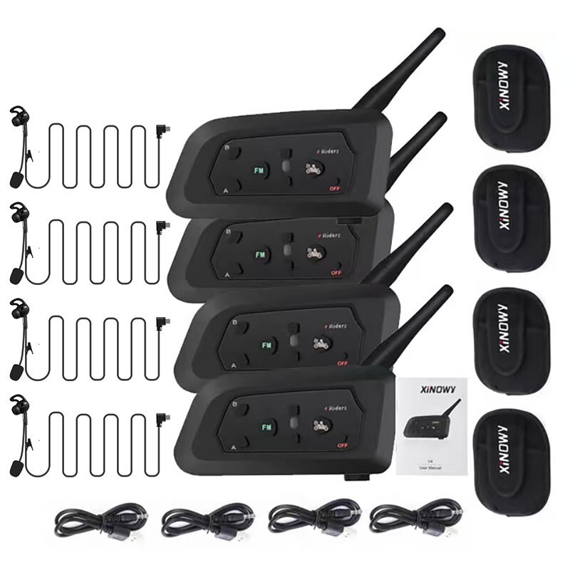 4pcs Full Duplex Football Referee Bluetooth Headset Intercom Talk Same Time