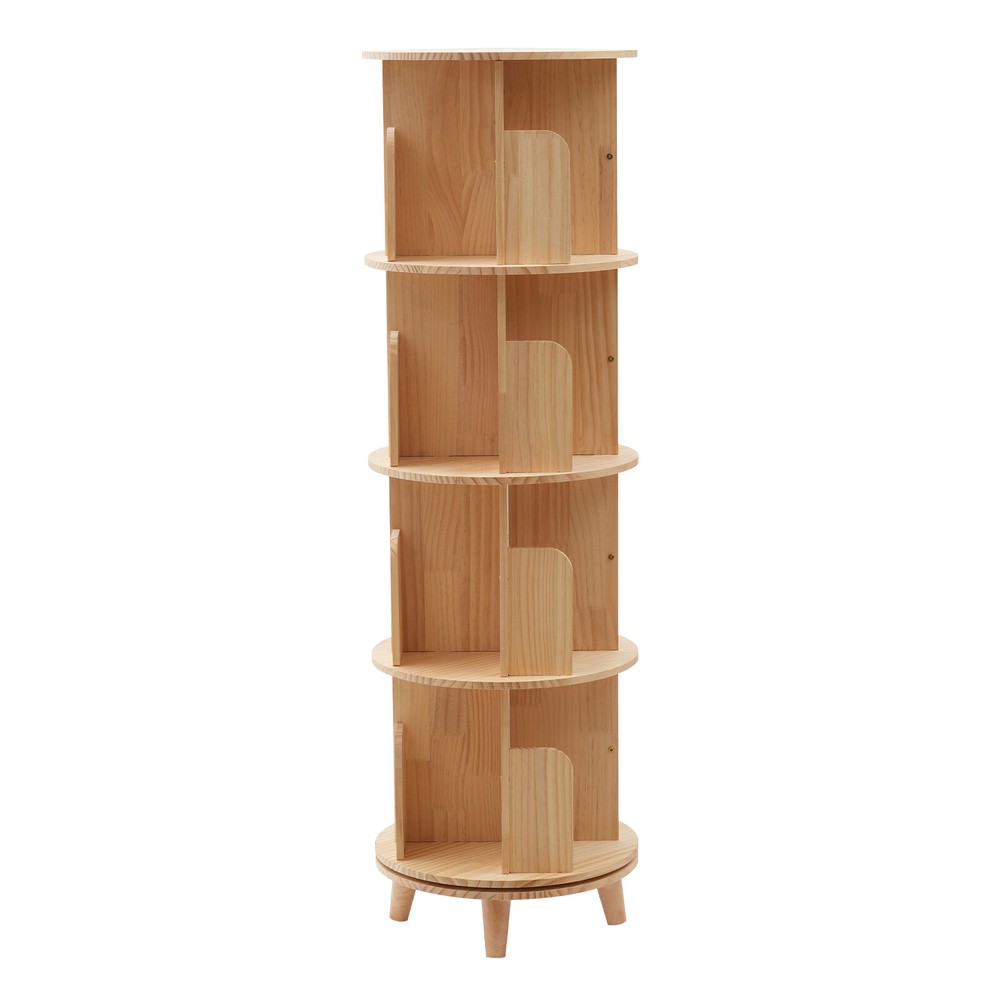 4 Layers Rotating Bookshelf Bookcase Storage Rack Floor Standing Display Holder