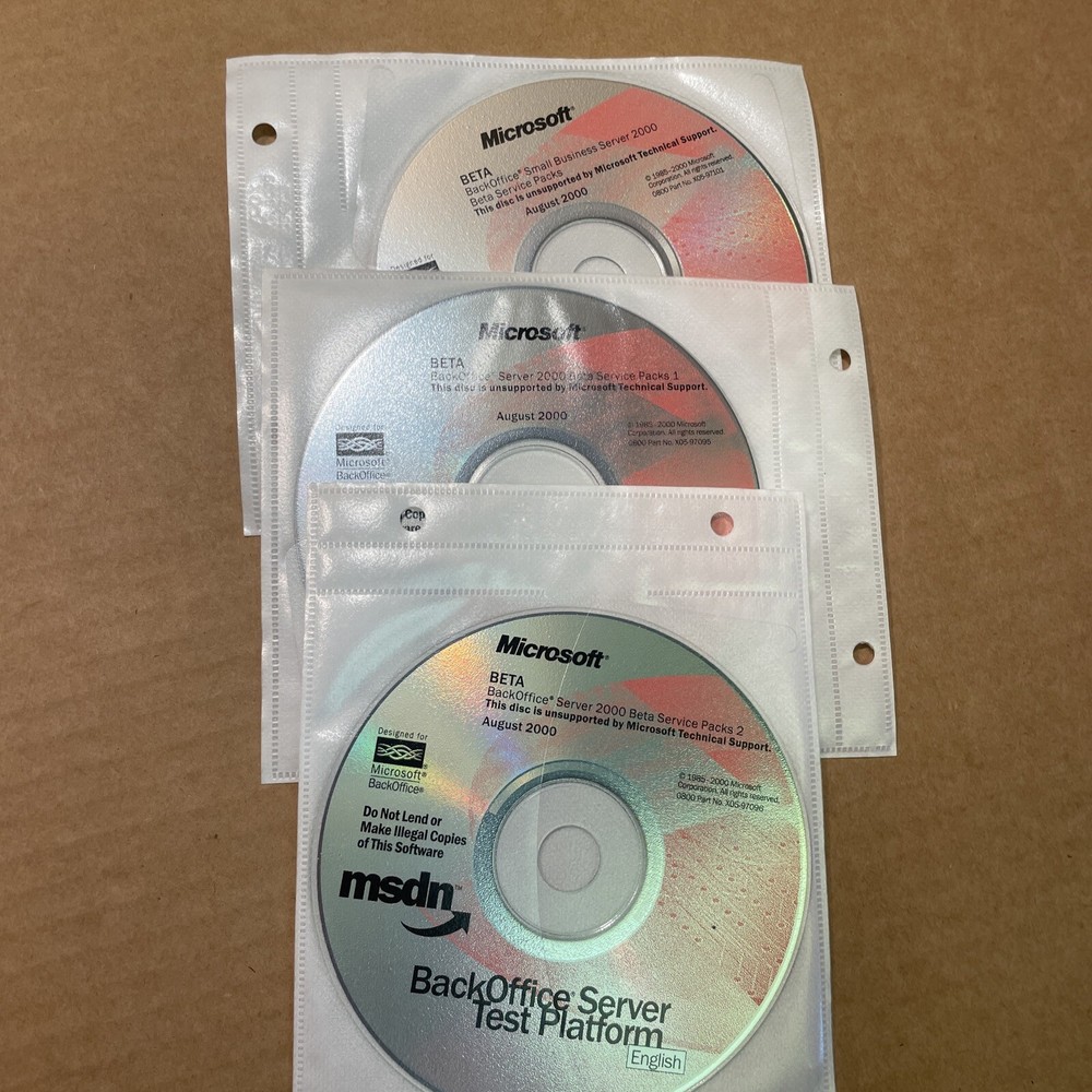 12 CD MSD Microsoft BackOffice Server Test Platform Server 2000 Small Business