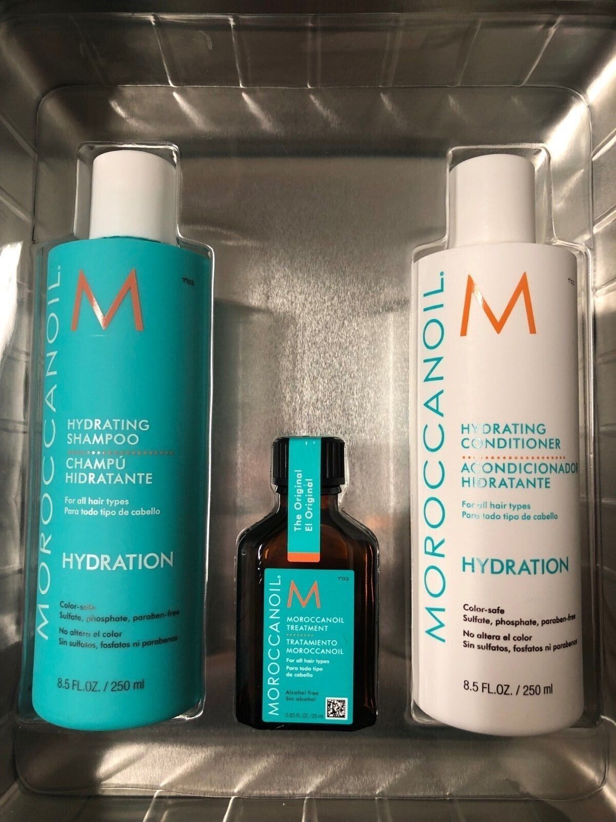 Moroccanoil Hydration Shampoo 8.5oz, Conditioner 8.5 oz + Treatment oil (.85oz)