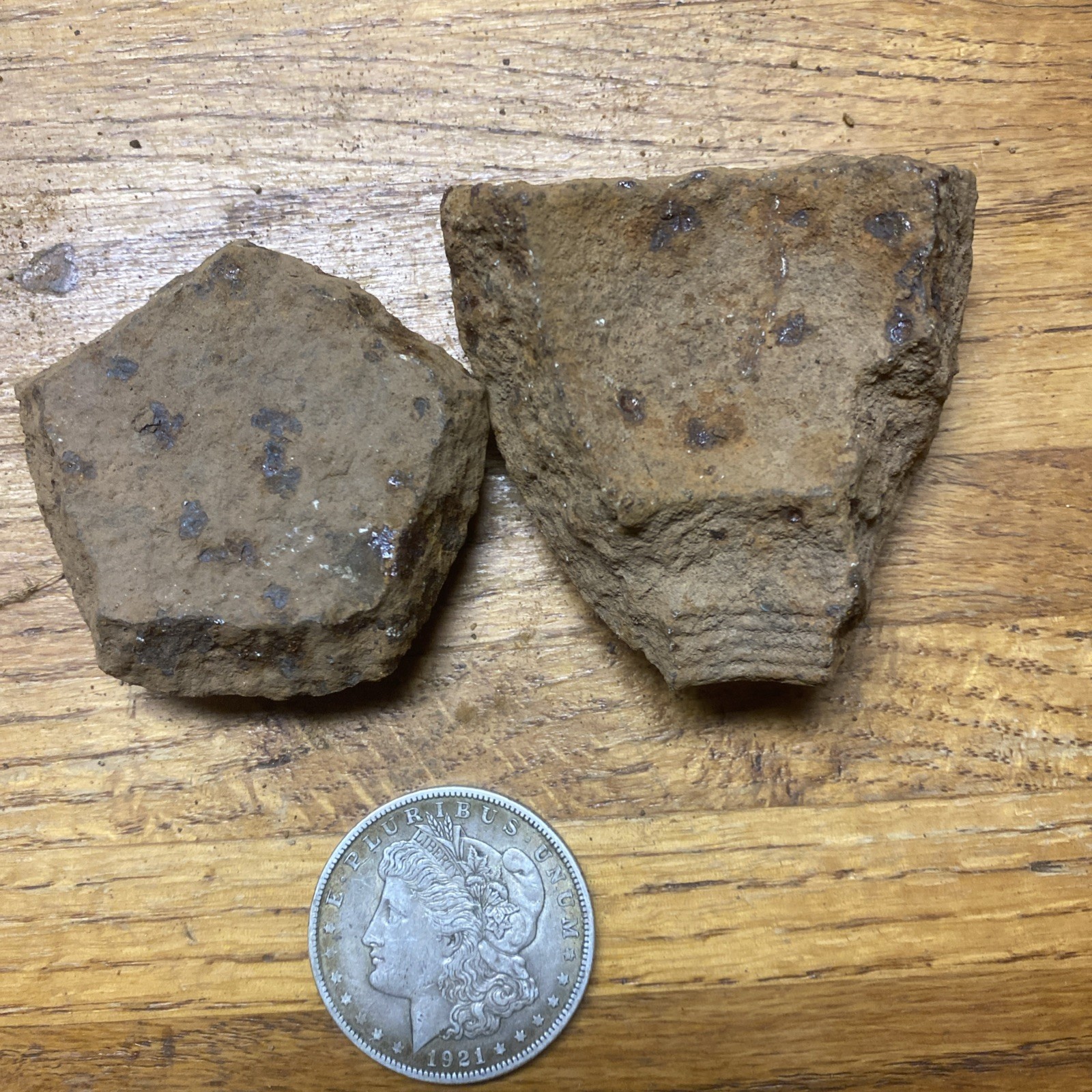 Civil War Confederate Artillery Shell Polygonal Fuse Hole Section Cannonball 12#