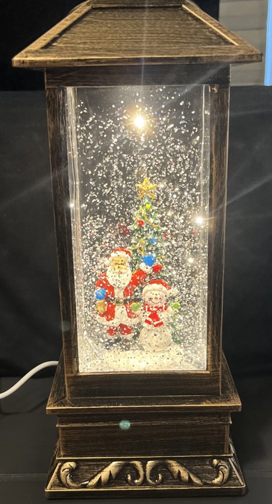 Christmas Tree Snow Globe Glitter Lantern Shape Colorful LED Lights