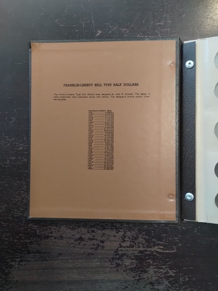 FRANKLIN HALF DOLLARS 1948 1963 DANSCO EMPTY BOOK FOLDER 7165 COIN STORAGE L3