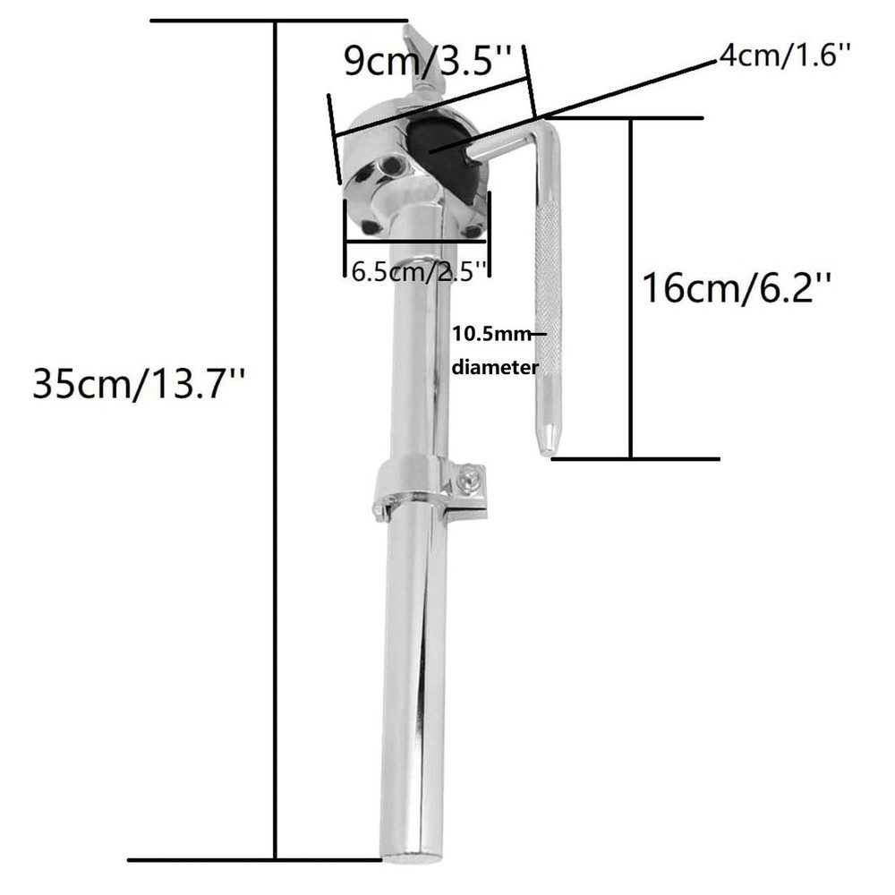 TUOREN Tom Drum Mount Bracket Single Holder Stand for Jazz Silver