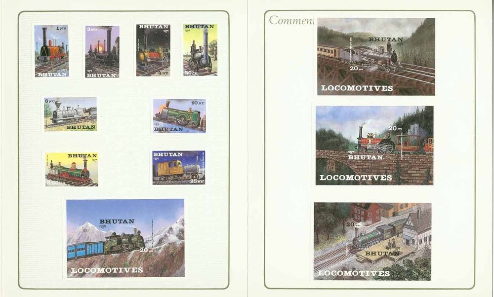 Bhutan 1984 Locomotives set/SSs PROOFS/FOLDER