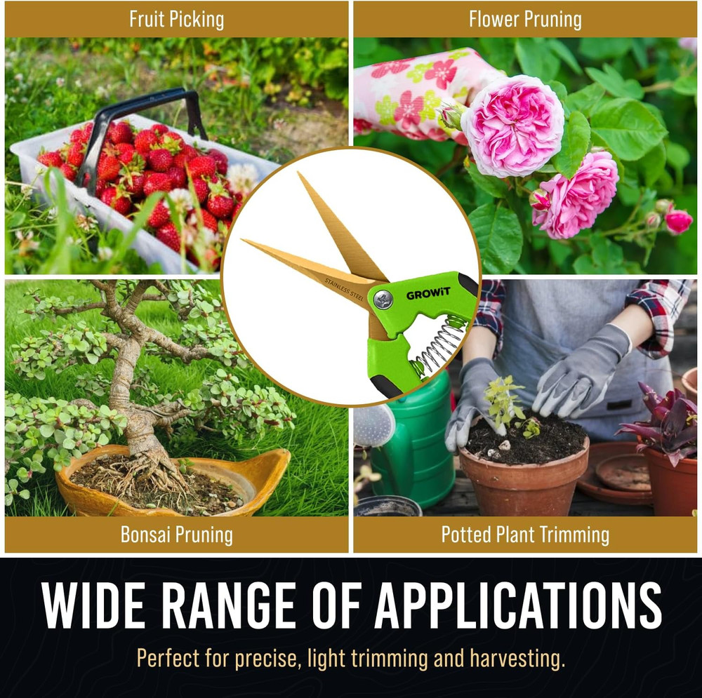 7" Pruning Shears & Gardening Scissors Set, Titanium Coated Sharp Garden Clipper