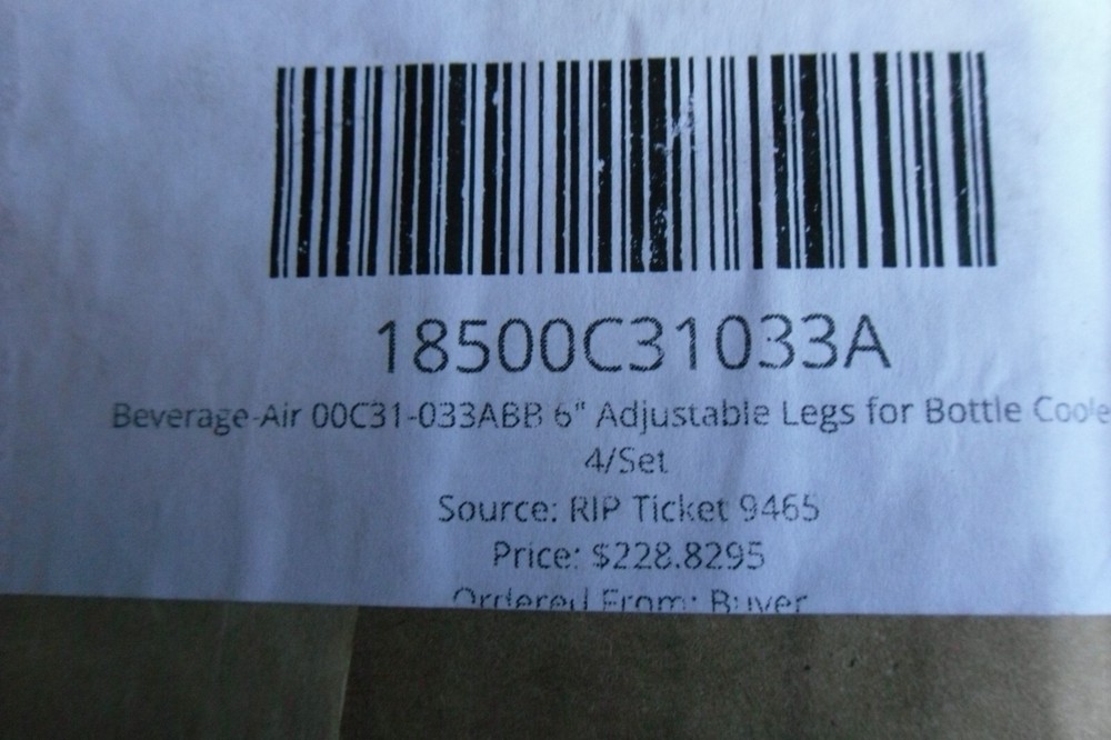 Beverage-Air 00C31-033ABB 6" Adjustable Legs 4/Set