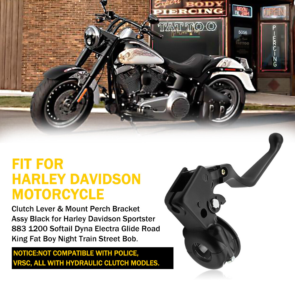 Clutch Lever Perch Bracket Black for Harley Davidson Dyna Electra Glide Softail