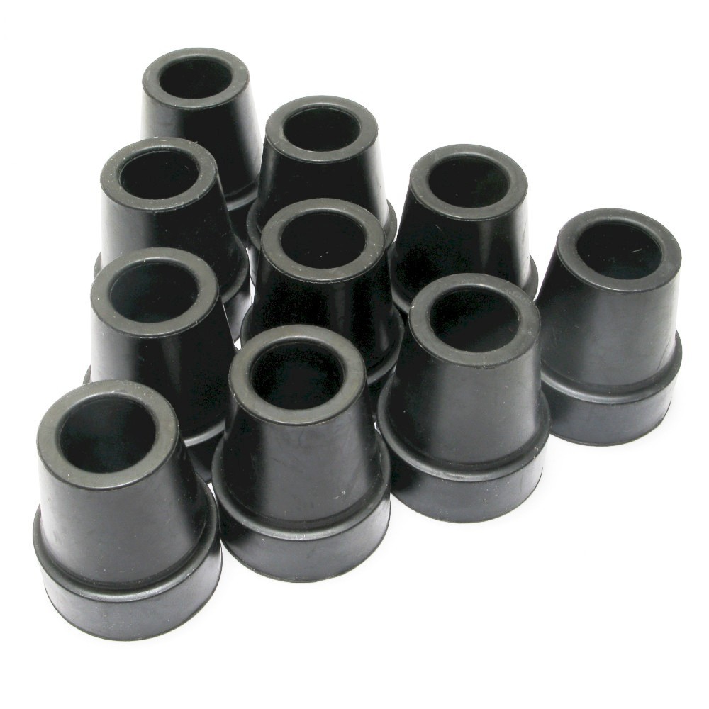 Replacement Rubber Cane Tips, Black, 3/4 Inch, 10 Pieces
