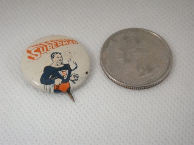 1940s ACTION COMICS SUPERMAN PINBACK BUTTON PIN Read Superman Action Comics