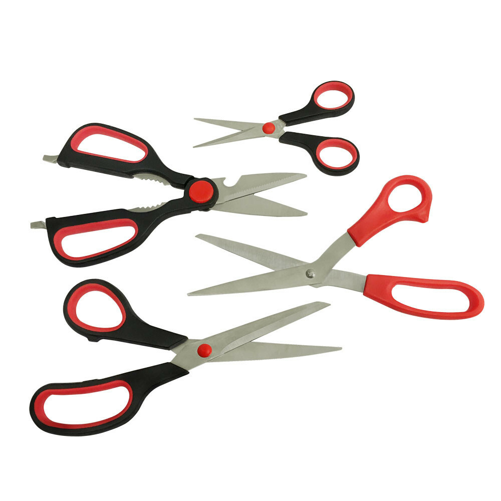 4 Pc Stainless Steel Heat Treated Assorted Scissors Set