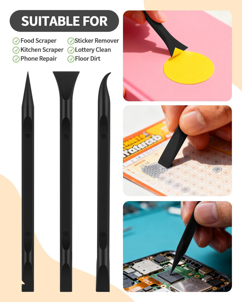 12PCS Plastic Scraper Tool Non Scratch Detail Cleaning Crevice Scraper