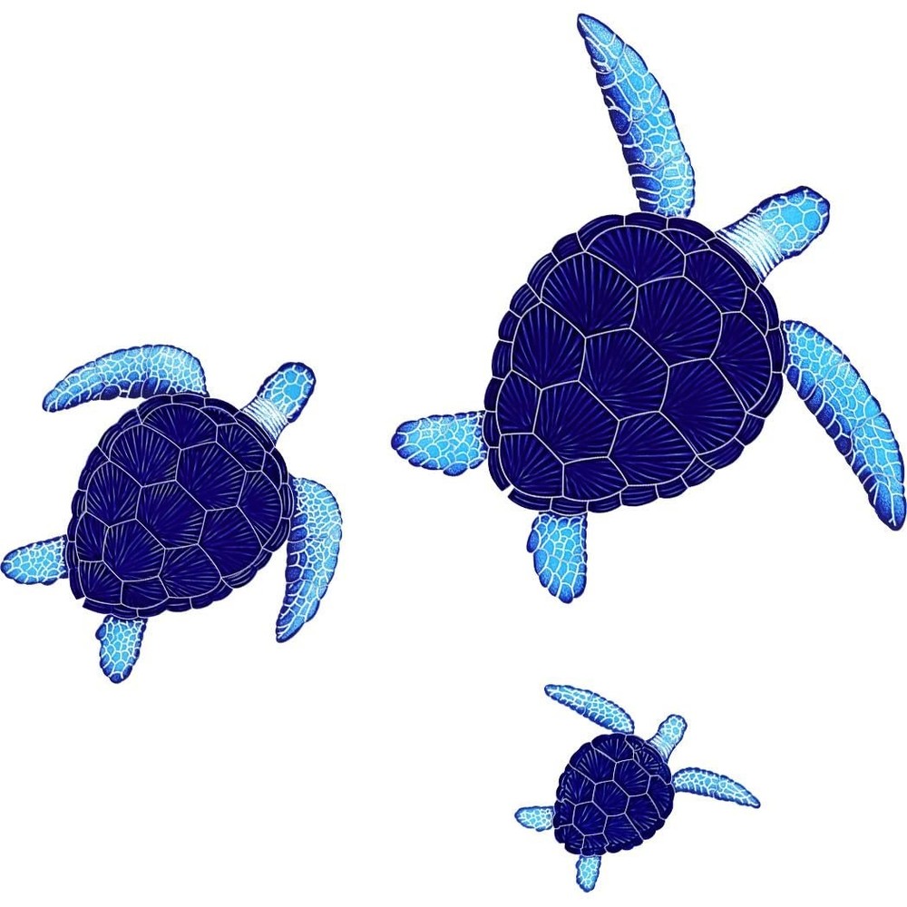 Loggerhead Turtle Group Ceramic Swimming Pool Mosaic (8", 15" and 20" Without...