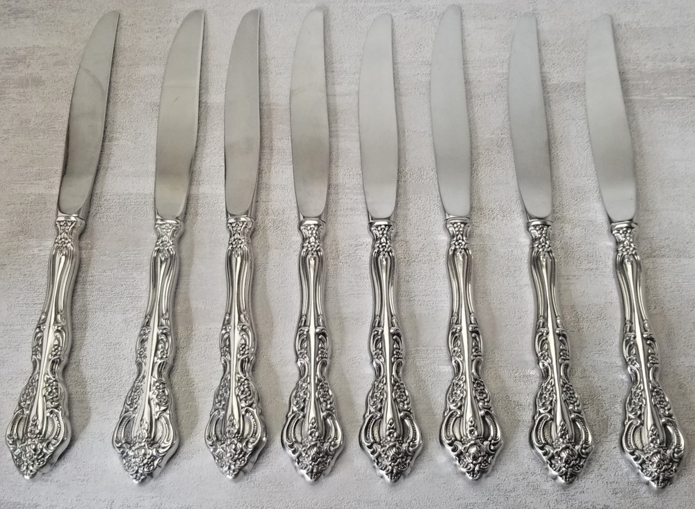 Oneida Michelangelo Cube Heirloom Set 8 Dinner Knives Stainless Flatware