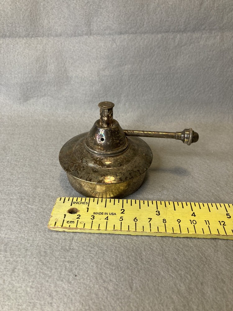 Vintage Silver Plate Chafing Dish Alcohol Burner with Wick 2.75”H & Base 2.8” D