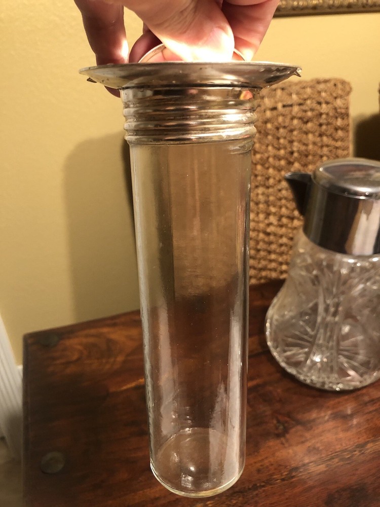 2 Crystal & Silver Plate Pitcher With Cooler Insert And Other Crystal Pitcher