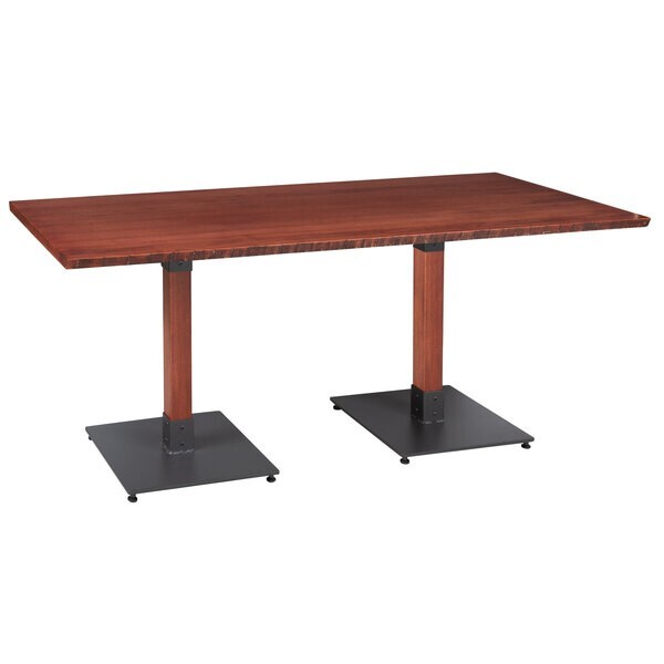 30" x 72" Rectangular Solid Wood Live Edge Restaurant Table Top in Mahogany Wood