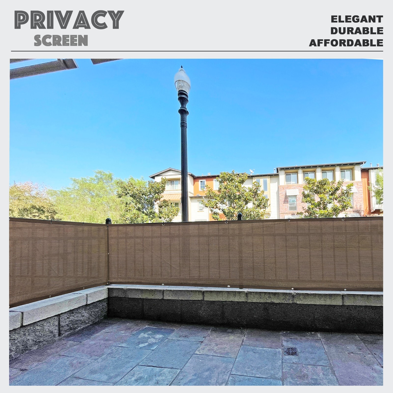 3', 4', 5', 6' Tall Outdoor Privacy Mesh Fence Screen Cover Garden Patio Brown