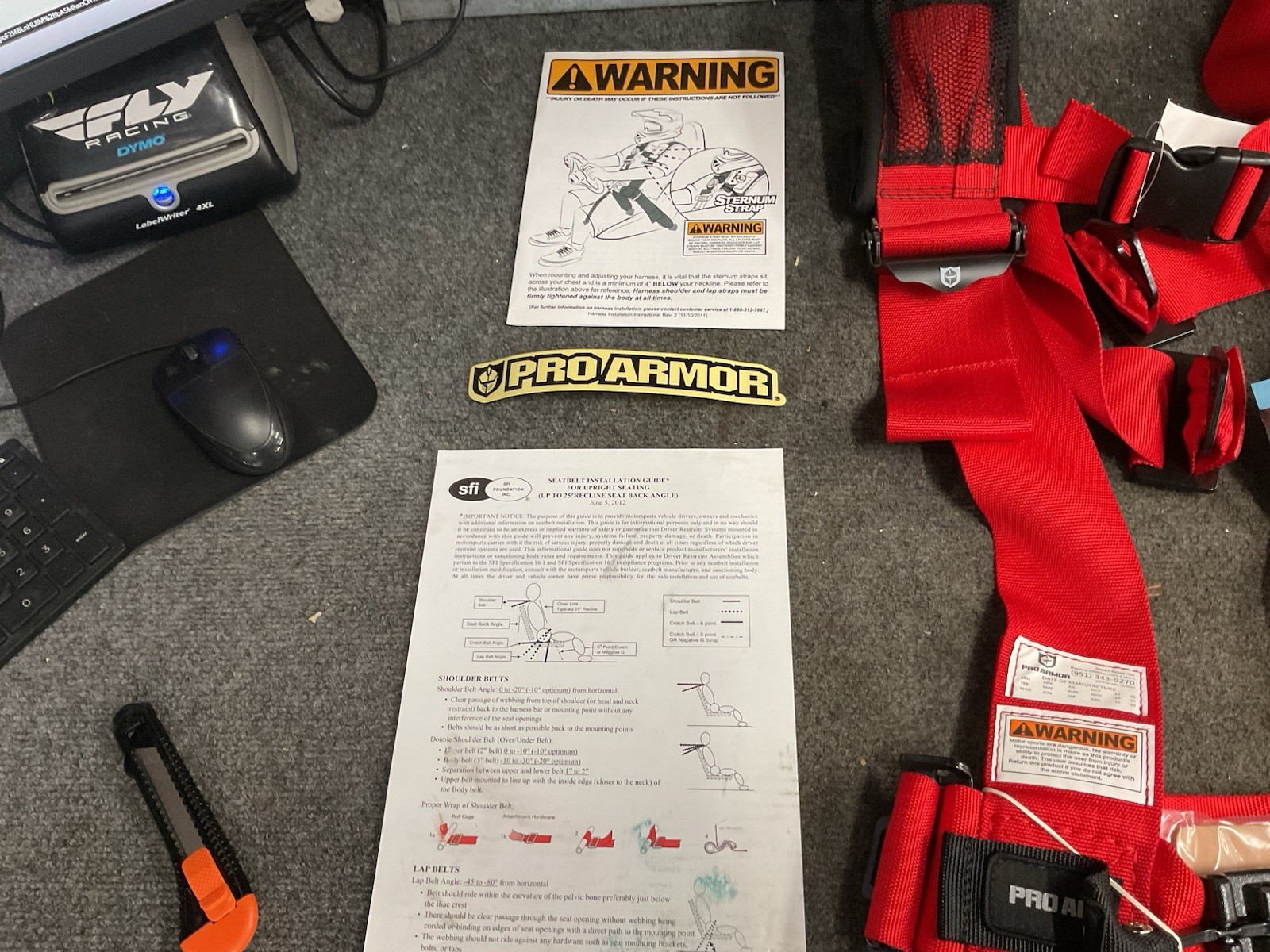 Pro Armor Driver Side Four Point Auto Buckle Harness - Red A16UH348BL