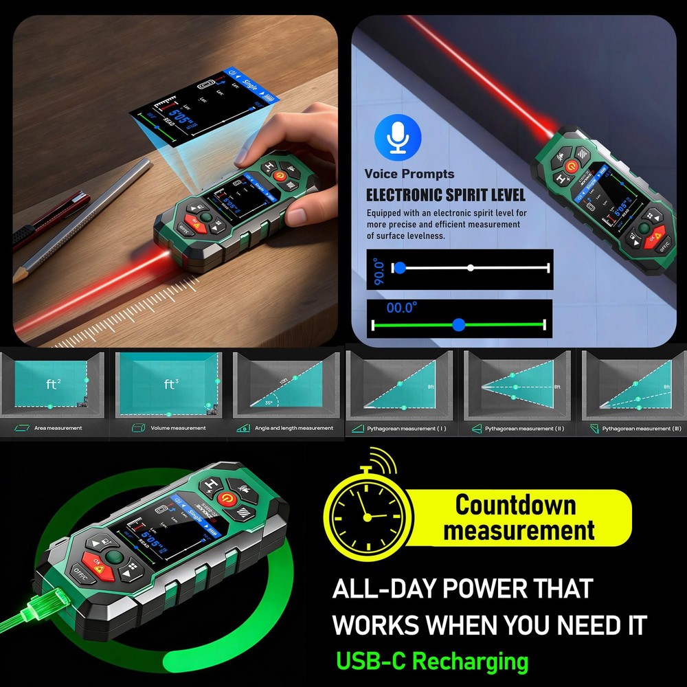 Stud Finder Wall Scanner 10 in1 Multi-Function Wall Detector Precisely Locate...