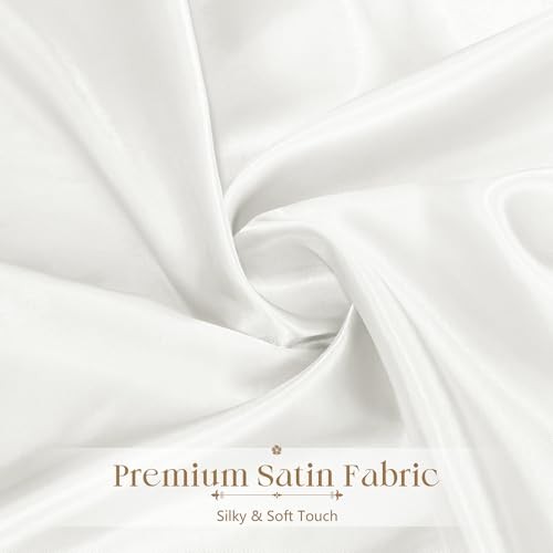 Satin Ruffle Edge Tablecloth - Satin Table 60" x 102" (Rectangular) White