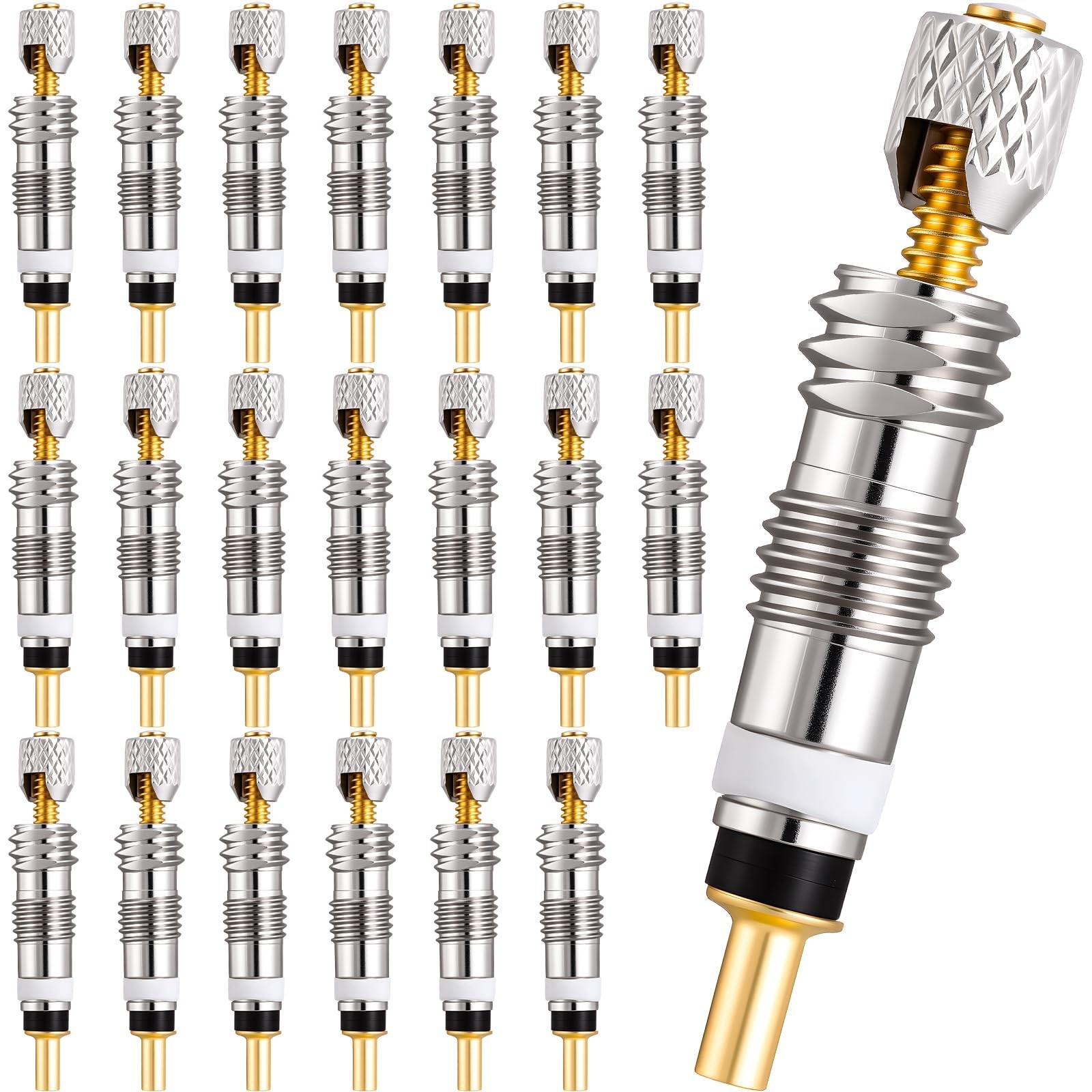 20 Pcs Professional Brass Presta Valve Core & Stem Leak-Proof Silver New