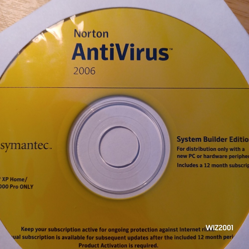 Norton Antivirus 2006 Symantec For Windows Xp 2000 System Builder Edition