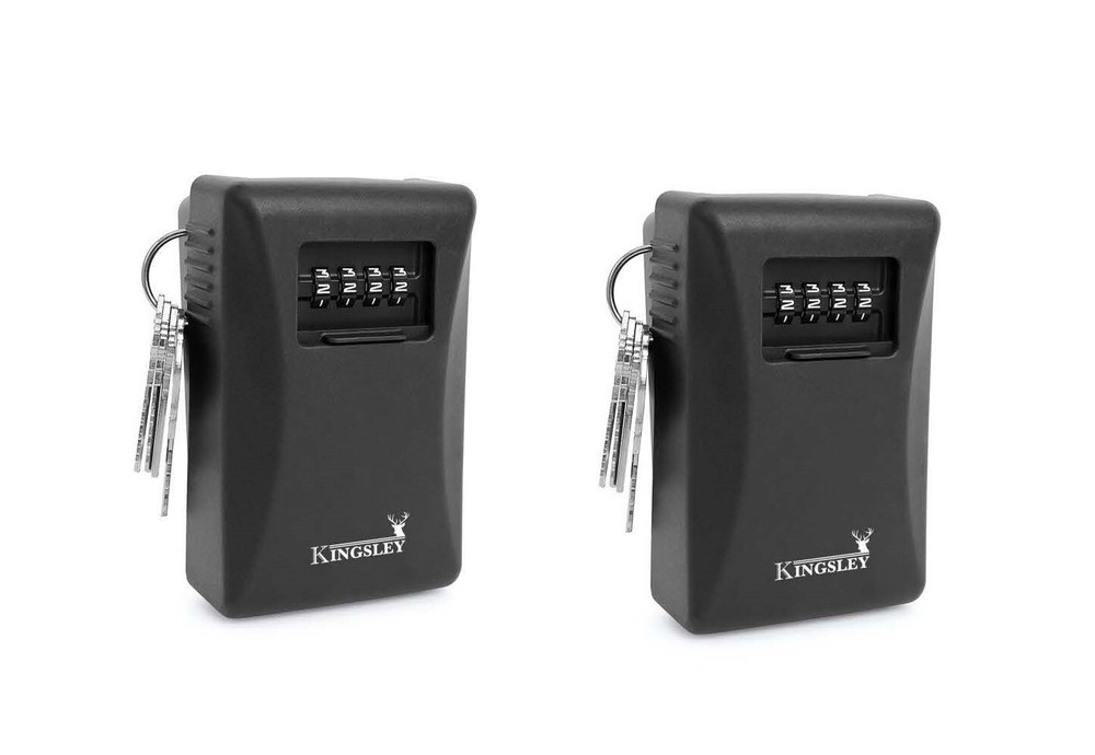 2 PACK Kingsley Key Lock Box Key Storage, Wall Mounted Outdoor Lock Box for Keys