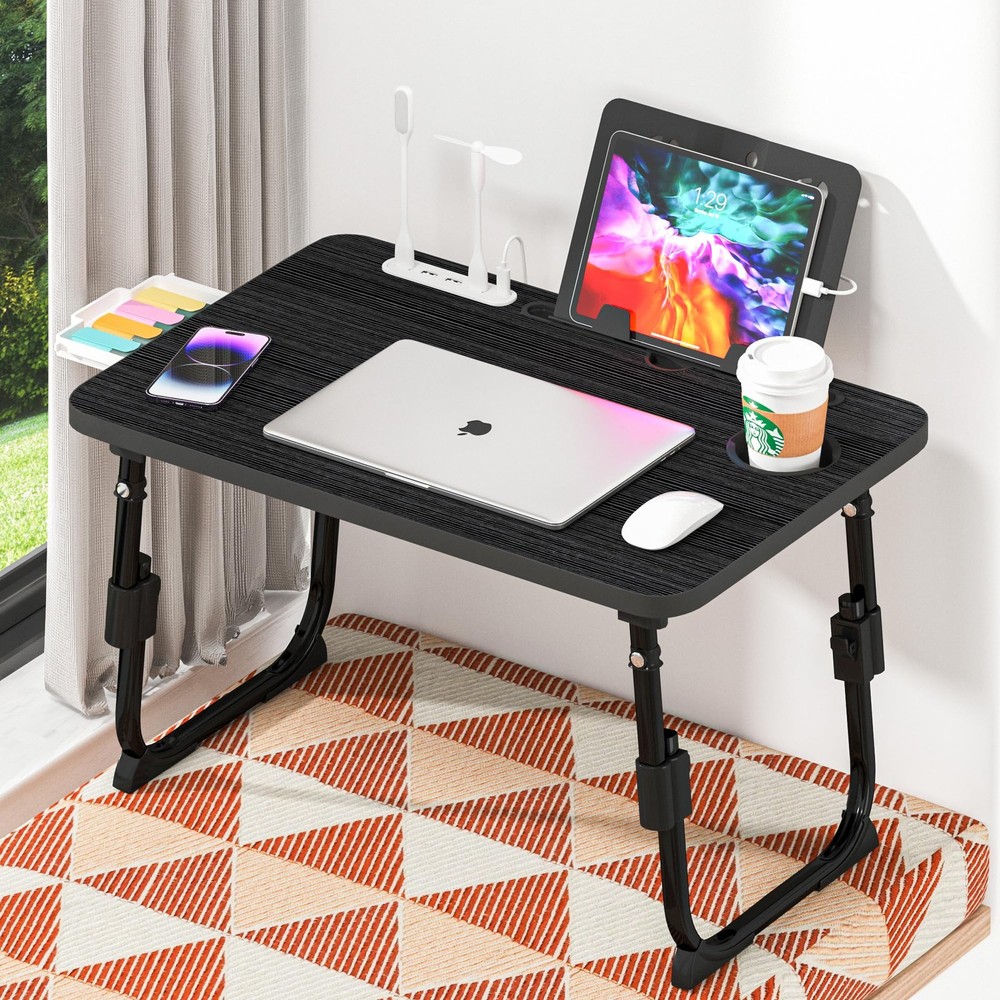 Laptop Desk for Bed Height Adjustable, Lap Bed Table with USB/Storage Drawer/...