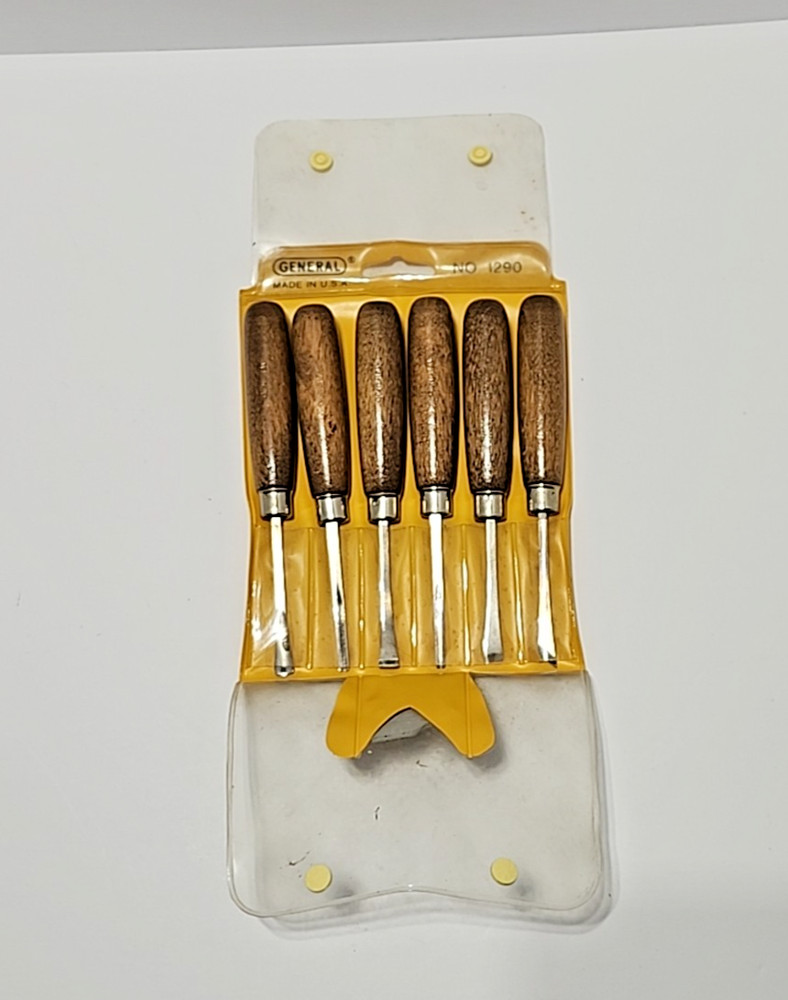 VTG General Tools USA Wood Carving Set 6pc.#1290 Gouges Chisels V-Parting READ