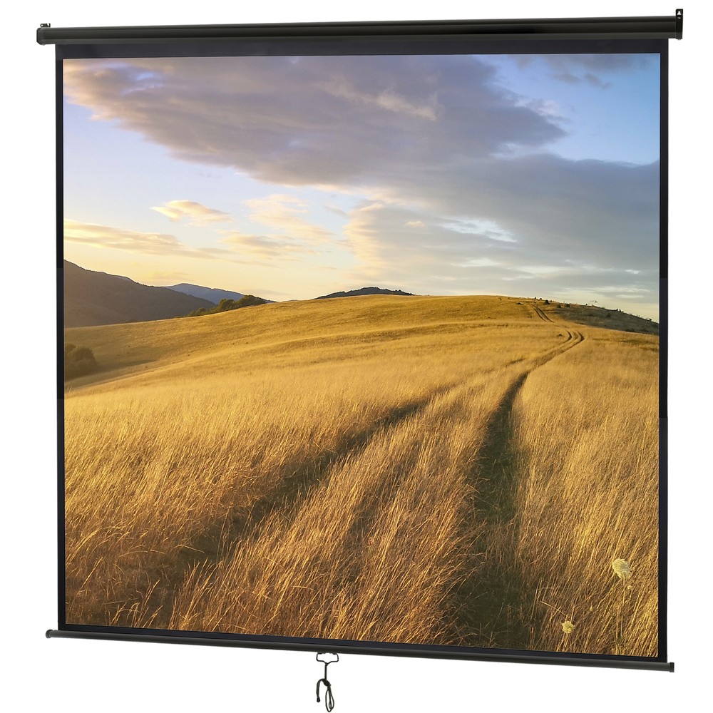 Projector Screen Manual Pull Down HD 120'' Black Projection Screen for Theater