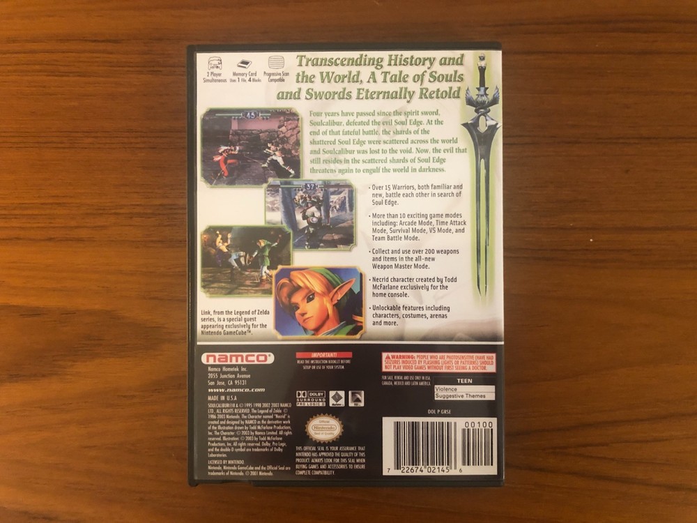 Replacement GameCube Case for Soul Calibur II