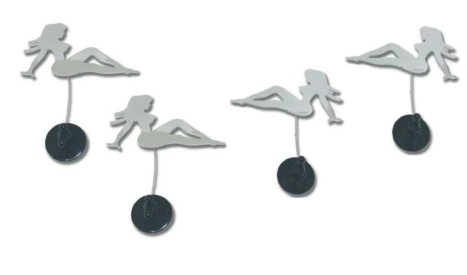 4 PIECES SET Chrome Plastic Waving Lady for Windshield