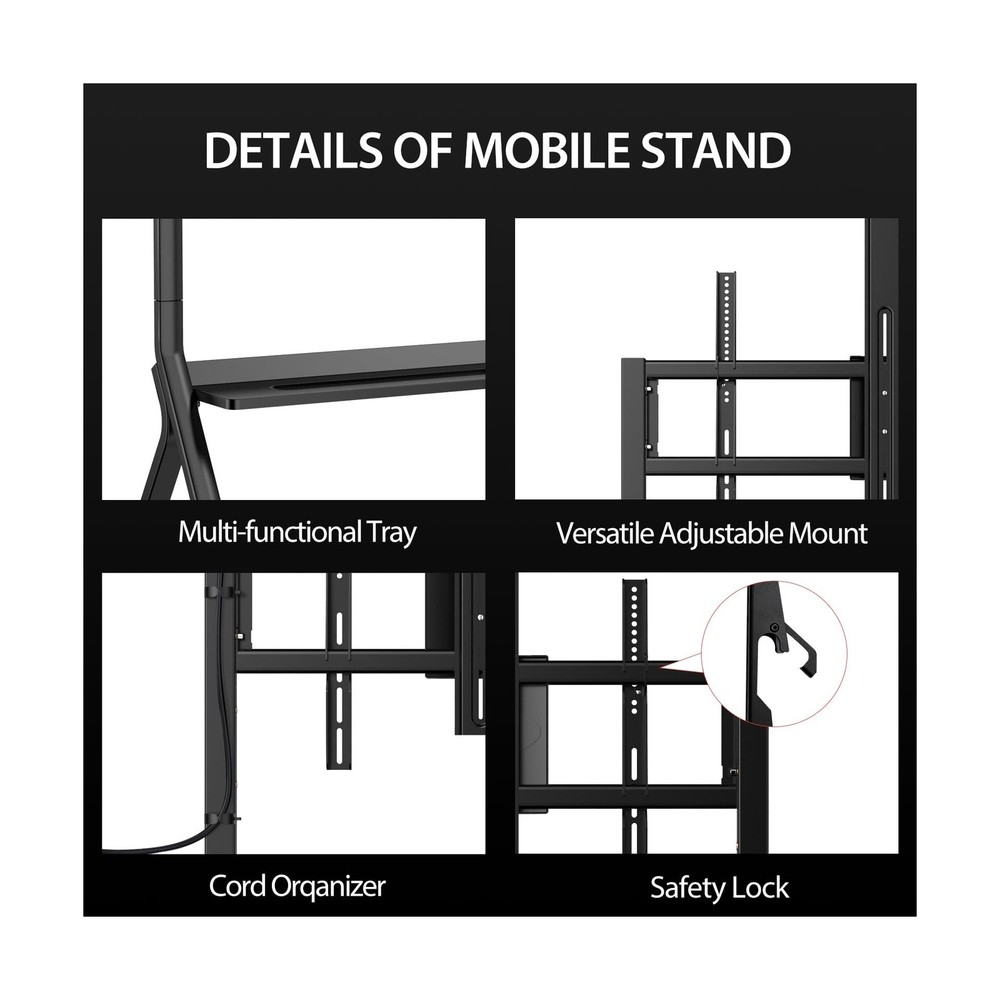 Smart Board Stand for Interactive Whiteboard 47"-65", Four Lockable Wheels, D...