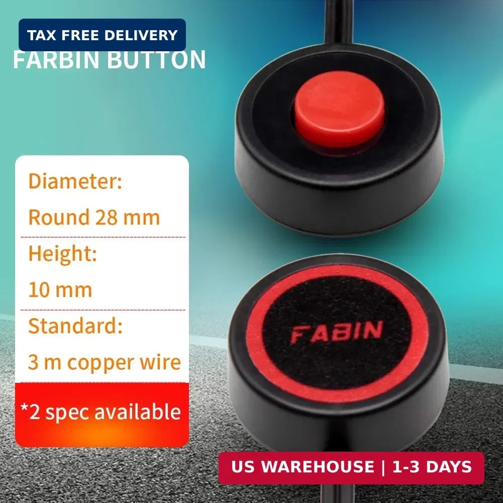 FARBIN Air Horn Button, Round Red Cap Switch, Horn Push Button Switch with 3 Met