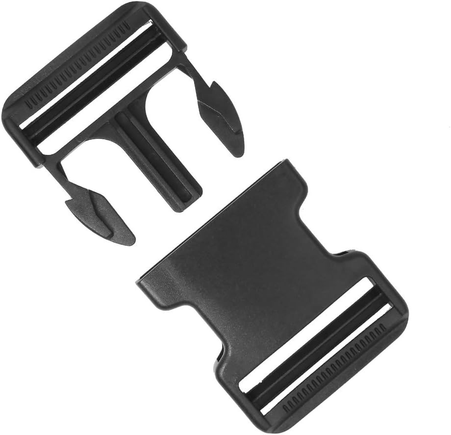 6 Pack 2 Inch Flat Dual Adjustable Plastic Side Release Plastic Buckles for Back